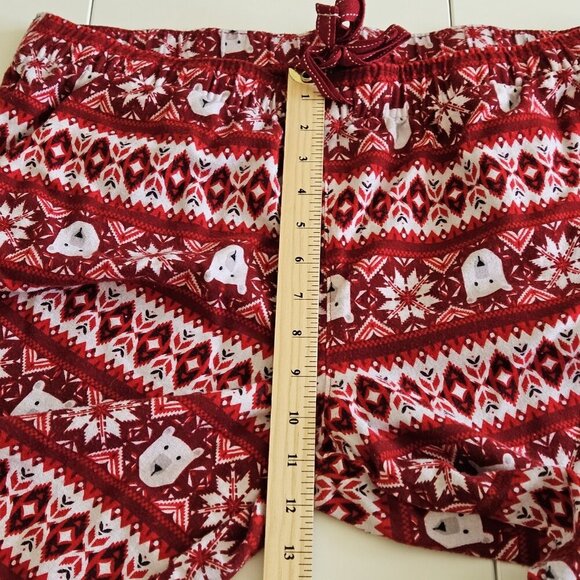 Old Navy Holiday Pajama Set Women L Polar Bear Snowflake Print Red White - Picture 8 of 16